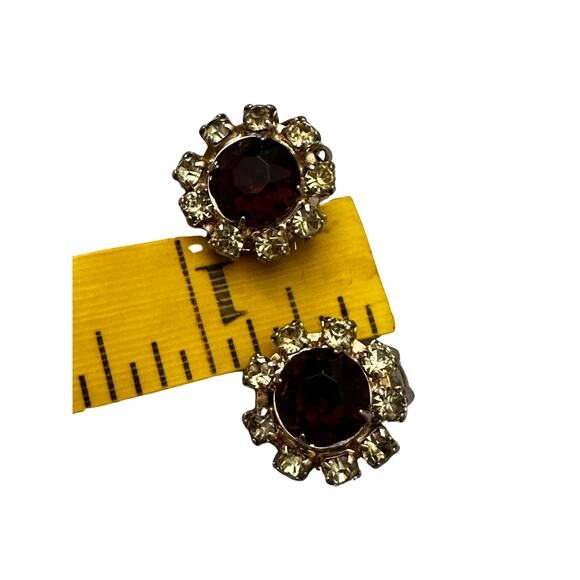 Vintage Topaz Rhinestone Clip On Earrings - Picture 5 of 5